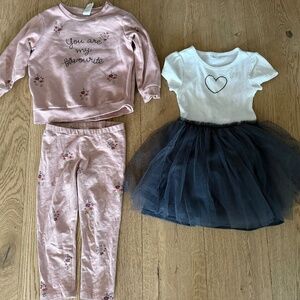 H&M Toddler Gurl Bundle Lot Hoodie Top Matching Set Pants Tutu Dress Heart 2t